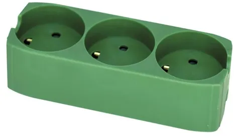 Gripo jatkopistorasia, jossa on 3 pistorasiaa ja maadoitus, vihreä
